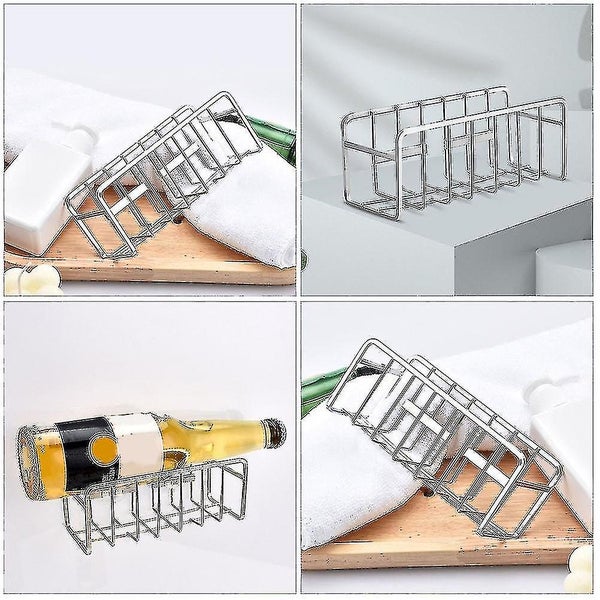 Kitchen Sink Sponge Holder Stainless Steel Rag Rack Sink Countertop Sponge Hold Carousel 2