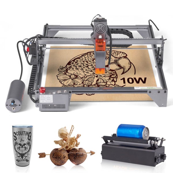 Laser Engraver Engraving Cutter Machine 10W Compressed Spot with Roller Carousel 1