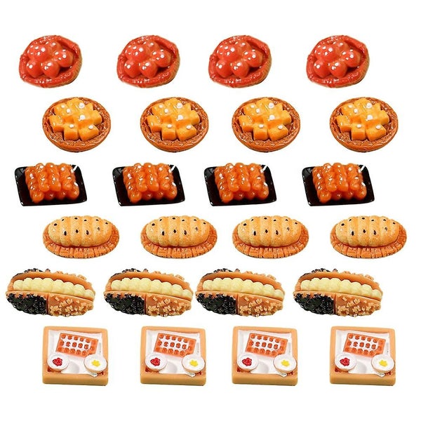 24pcs Miniature Bread Doll Food Model Simulation Food Model Play Food Decor Carousel 2