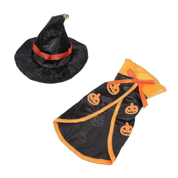 1 Set Of Halloween Pet Dog Cat Decorative Printing Pumpkin Cloak Hat Set Carousel 4