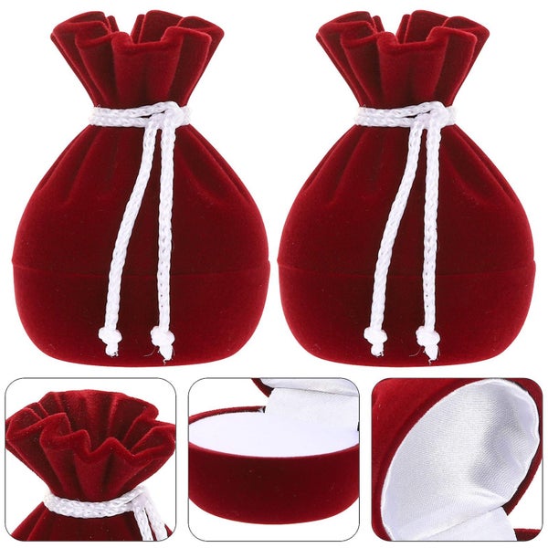 2pcs Velvet Jewelry Boxes Delicate Earrings Organizer Case Jewelry Storage Box Carousel 4