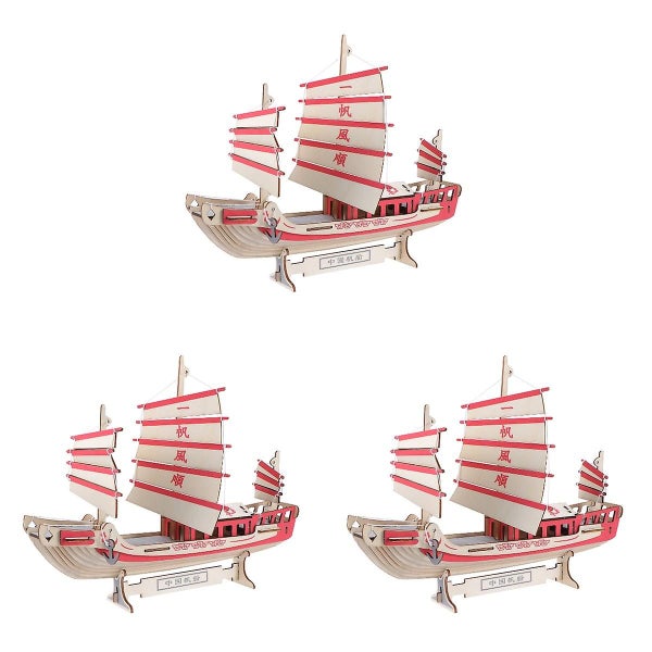 3pcs Diy Puzzles Kit 3d Wooden Sailboat Assembly Jigsaw Educational Woodcraft T Carousel 1