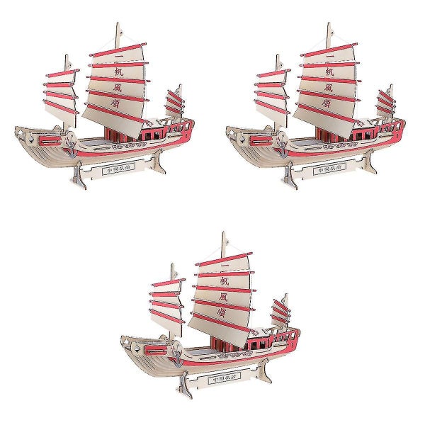 3pcs Diy Puzzles Kit 3d Wooden Sailboat Assembly Jigsaw Educational Woodcraft T Carousel 2