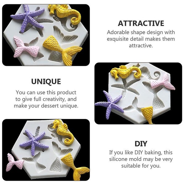 2pcs Diy Sea Crystal Molds Nonstick Silicone Candy Chocolates Moulds Carousel 2