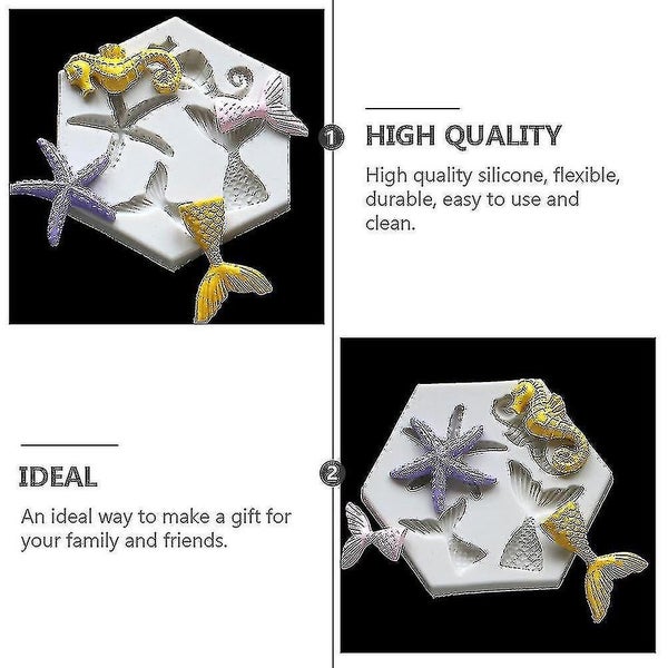 2pcs Diy Sea Crystal Molds Nonstick Silicone Candy Chocolates Moulds Carousel 3
