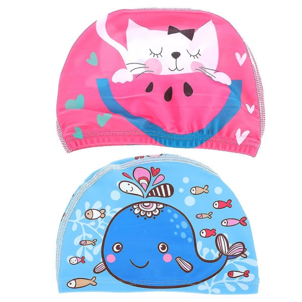 2pcs Cartoon Chic Safe Ear Protection Swim Caps Kids Swim Hats Swimming Caps Fo Carousel 1