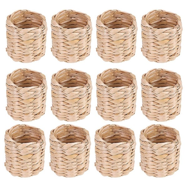 12pcs Woven Napkin Rings Decorative Napkin Buckles Pastoral Style Napkin Rings Carousel 1