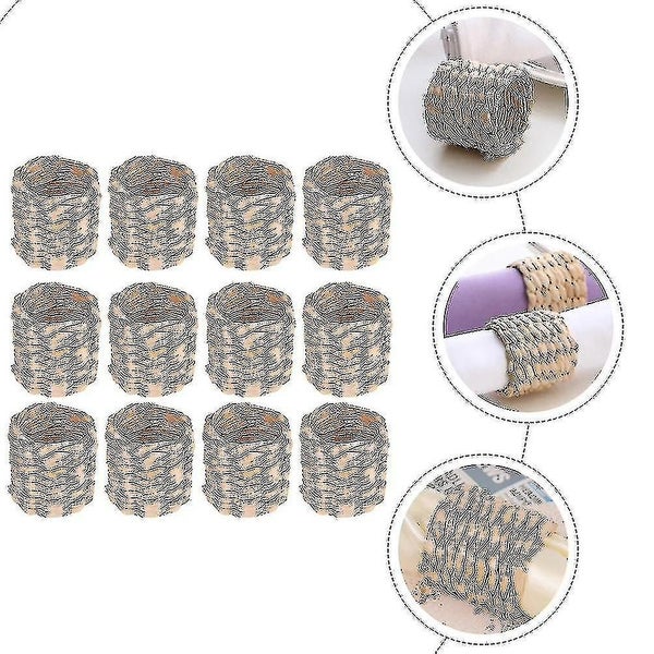 12pcs Woven Napkin Rings Decorative Napkin Buckles Pastoral Style Napkin Rings Carousel 4