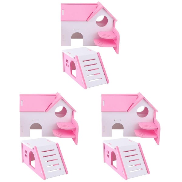 6 Pcs Pvc Bed House Cage Dual Layer Villa Toy For Pet Rat Mouse Dwarf Hamster Carousel 1