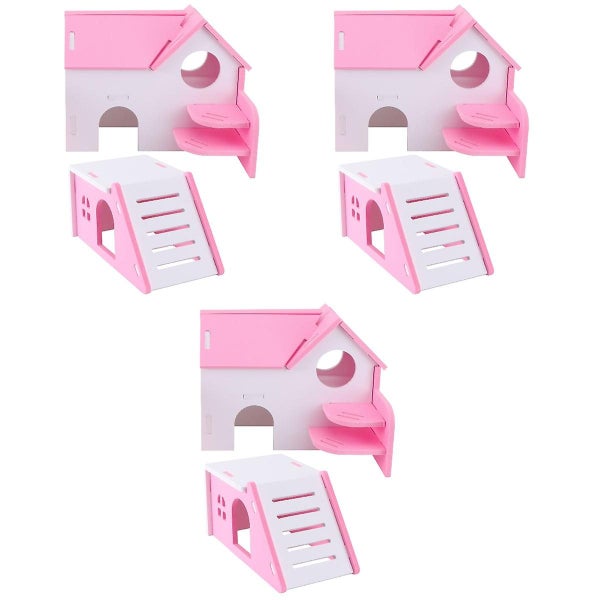 6 Pcs Pvc Bed House Cage Dual Layer Villa Toy For Pet Rat Mouse Dwarf Hamster Carousel 2