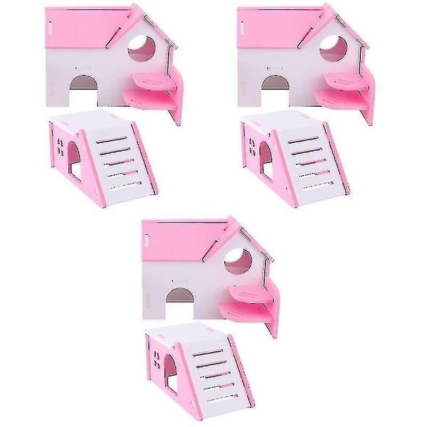 6 Pcs Pvc Bed House Cage Dual Layer Villa Toy For Pet Rat Mouse Dwarf Hamster Carousel 3