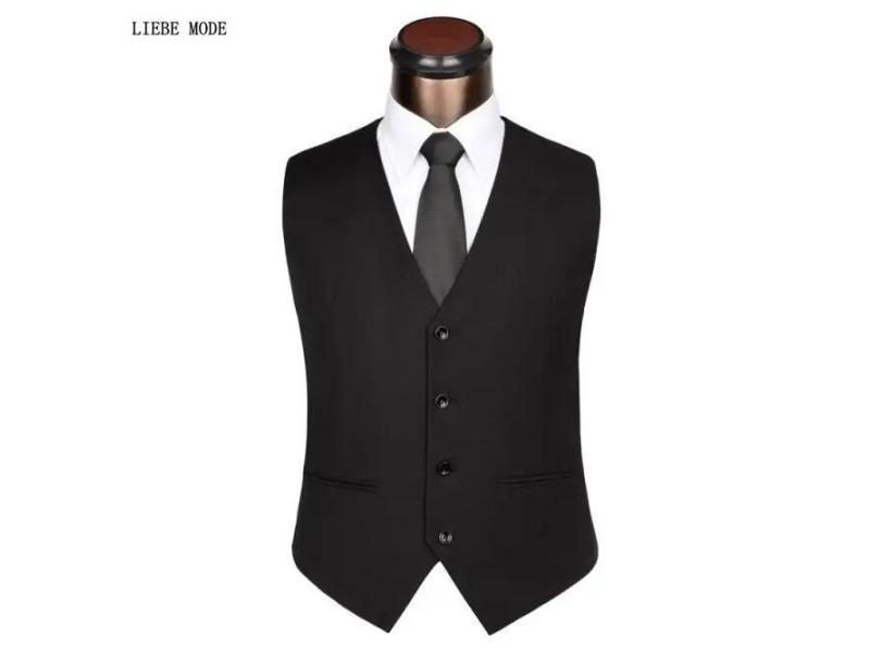 Mens Black Gray Slim Fit Wedding Suit Vests Formal Tuxedo Waistcoats Carousel 2