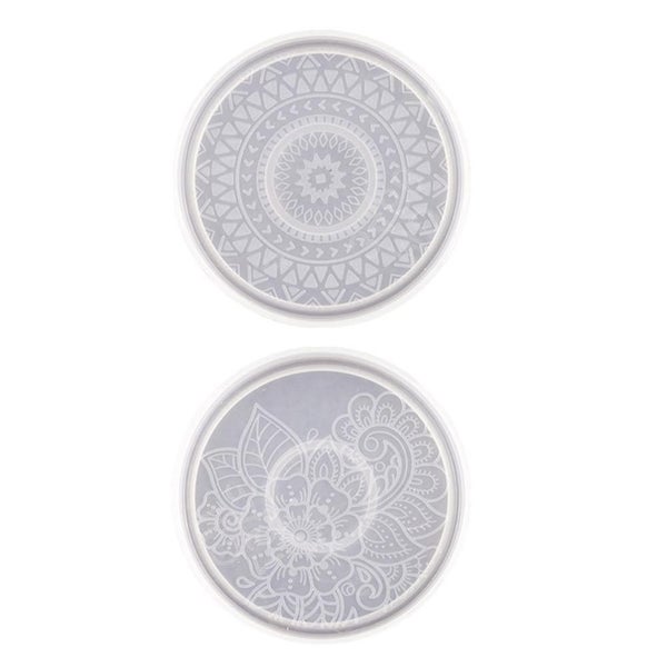 2 Pcs Resin Molds Drink Coasters Cup Mats Making Round Coaster Coaster Craft Carousel 1