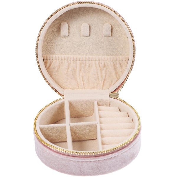 Round Jewelry Box Portable Earring Jewelry Box Necklace Earring Box Travel Jewe Carousel 3