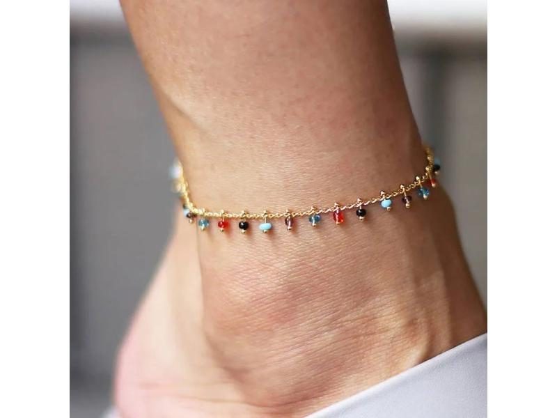Fashion Trendy Foot Jewelry Colorful Crystal Rhinestone Drop Anklet Summer Carousel 1