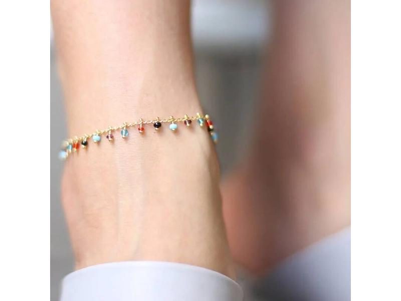 Fashion Trendy Foot Jewelry Colorful Crystal Rhinestone Drop Anklet Summer Carousel 2