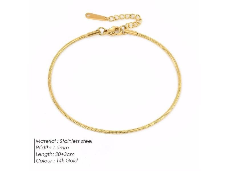 Snake Chain Anklet Stainless Steel Adjustable For Women Girls Jewelry Carousel 1