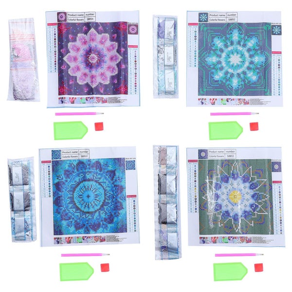 4 Sets Mandala Shape Chic Portable Diamond Embroidery Pictures Diamond Embroide Carousel 1