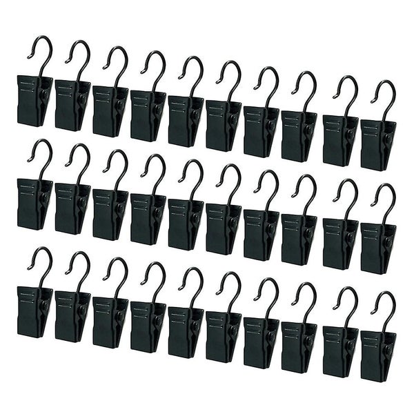 60 Pcs Drapery Iron Rings Anti skid Curtain Clips With Hooks black Carousel 2