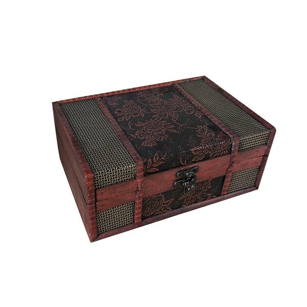 Vintage Wooden Storage Box Exquisite Desktop Jewelry Treasure Organizer Sundrie Carousel 1