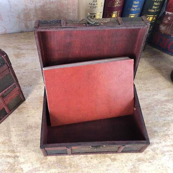 Vintage Wooden Storage Box Exquisite Desktop Jewelry Treasure Organizer Sundrie Carousel 2