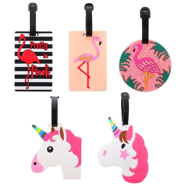 5 Pcs Kids Suitcase Flamingo Luggage Id Tag Business Luggage Id Label Travel Lu Carousel 1