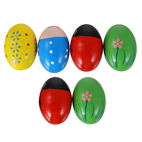 6pcs Kids Grabbing Toy Wooden Easter Eggs Kids Educational Toys random Style Carousel 1