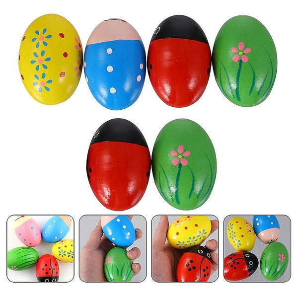 6pcs Kids Grabbing Toy Wooden Easter Eggs Kids Educational Toys random Style Carousel 2