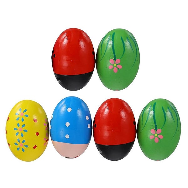 6pcs Kids Grabbing Toy Wooden Easter Eggs Kids Educational Toys random Style Carousel 3