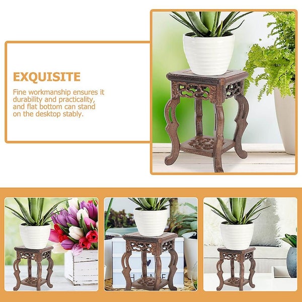 Wooden Stool Display Stand Modern Plant Stand Flower Pot Holder Potted Rack Flo Carousel 2