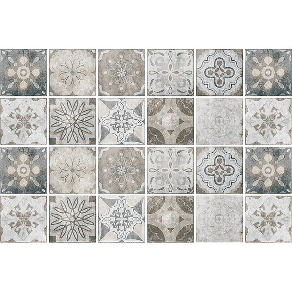 24pcs Vintage Style Tile Stickers Tile Decals Kitchen Peel And Stick Wall Tile Carousel 1