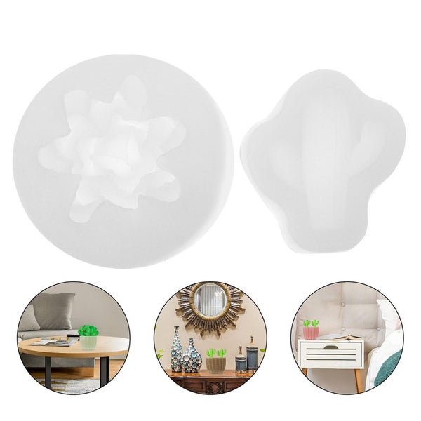 2pcs Succulents Cactus Silicone Molds Soap Candle Epoxy Craft Making Molds Carousel 3