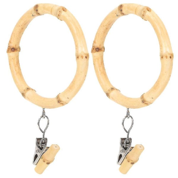 2pcs Bamboo Drapery Eyelets Curtain Rings With Clips Hanging Rings Carousel 2