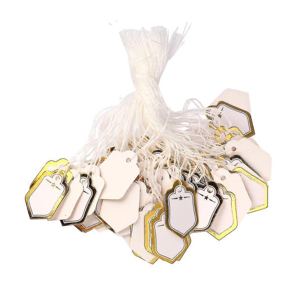 500pcs Golden Hanging Price Label Tags For Gift Jewelry Sale Display Carousel 1