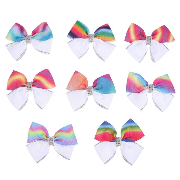 8 Pcs Womens Hair Clips Rainbow Bow Barrette Alligator Hair Barrette Ribbon Bow Carousel 1