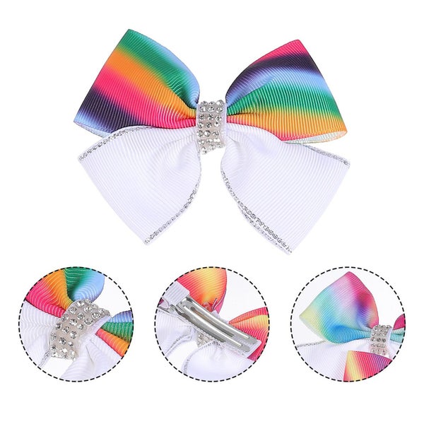 8 Pcs Womens Hair Clips Rainbow Bow Barrette Alligator Hair Barrette Ribbon Bow Carousel 4