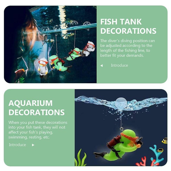 2pcs Glow In The Dark Fish Tank Diver Ornaments Floating Diver Decoration Aquar Carousel 3