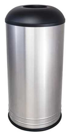 GRAINGER Trash Can, Round, 18 gal., Silver 48L070 Carousel 1