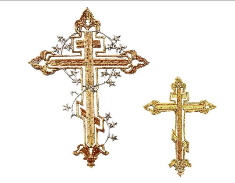 2pcs Cross Pattern Clothes Patches Compact Iron Patches Cross Shaped Coat Patch Carousel 1