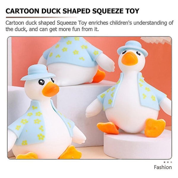 2pcs Duck Squeeze Toys Funny Decompression Toys Cartoon Duck Stretchy Toy Carousel 2