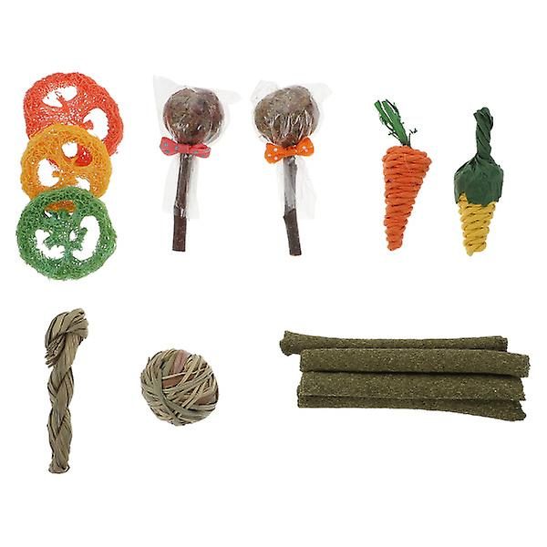 14pcs Small Pet Hamster Chew Toys Rabbit Bunny Bite Plaything Pet Accessories Carousel 1