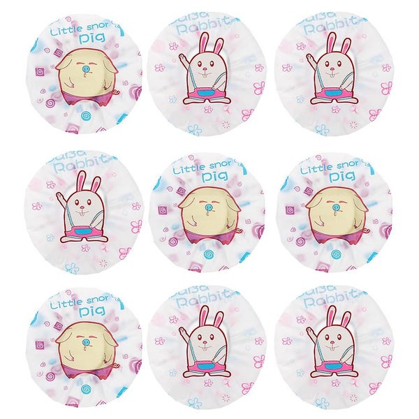 9 Pcs Pe Bath Caps Waterproof Shower Caps Women Shower Hats Pattern Bath Hat La Carousel 1