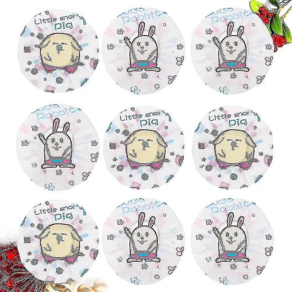 9 Pcs Pe Bath Caps Waterproof Shower Caps Women Shower Hats Pattern Bath Hat La Carousel 2