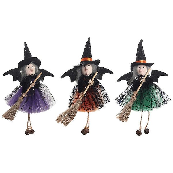 3pcs Hanging Witch Figurine Halloween Decor Decorative Witch Doll Festival Acce Carousel 1