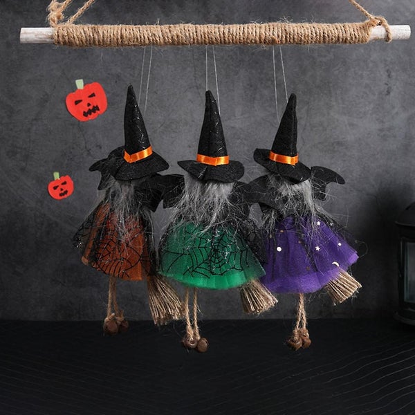 3pcs Hanging Witch Figurine Halloween Decor Decorative Witch Doll Festival Acce Carousel 2