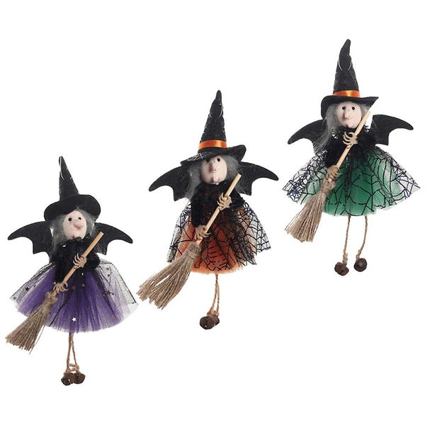 3pcs Hanging Witch Figurine Halloween Decor Decorative Witch Doll Festival Acce Carousel 3