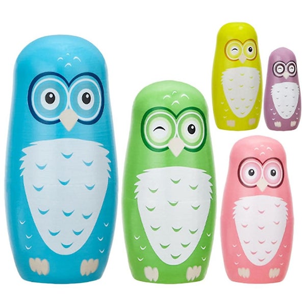 1 Set Of Matryoshka Wood Toys Kids Wooden Toys Owl Shaped Matryoshka Dolls Artw Carousel 3