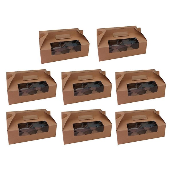 8pcs 6 Cavity Cupcake Box Dessert Treat Holder Portable Paper Containers Bakery Carousel 2