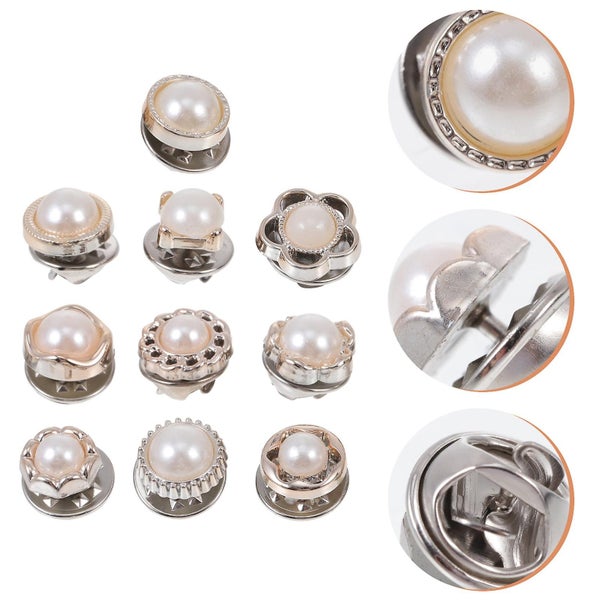 50 Pcs White Corsage Instant Button Pins Safety Skirt Buttons Brooch Buckle Dec Carousel 3