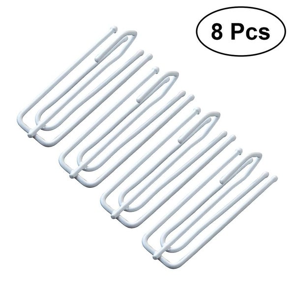 8pcs Stainless Steel Curtain Hooks Double Metal Drapery Four Fork Hook Curtain Carousel 2